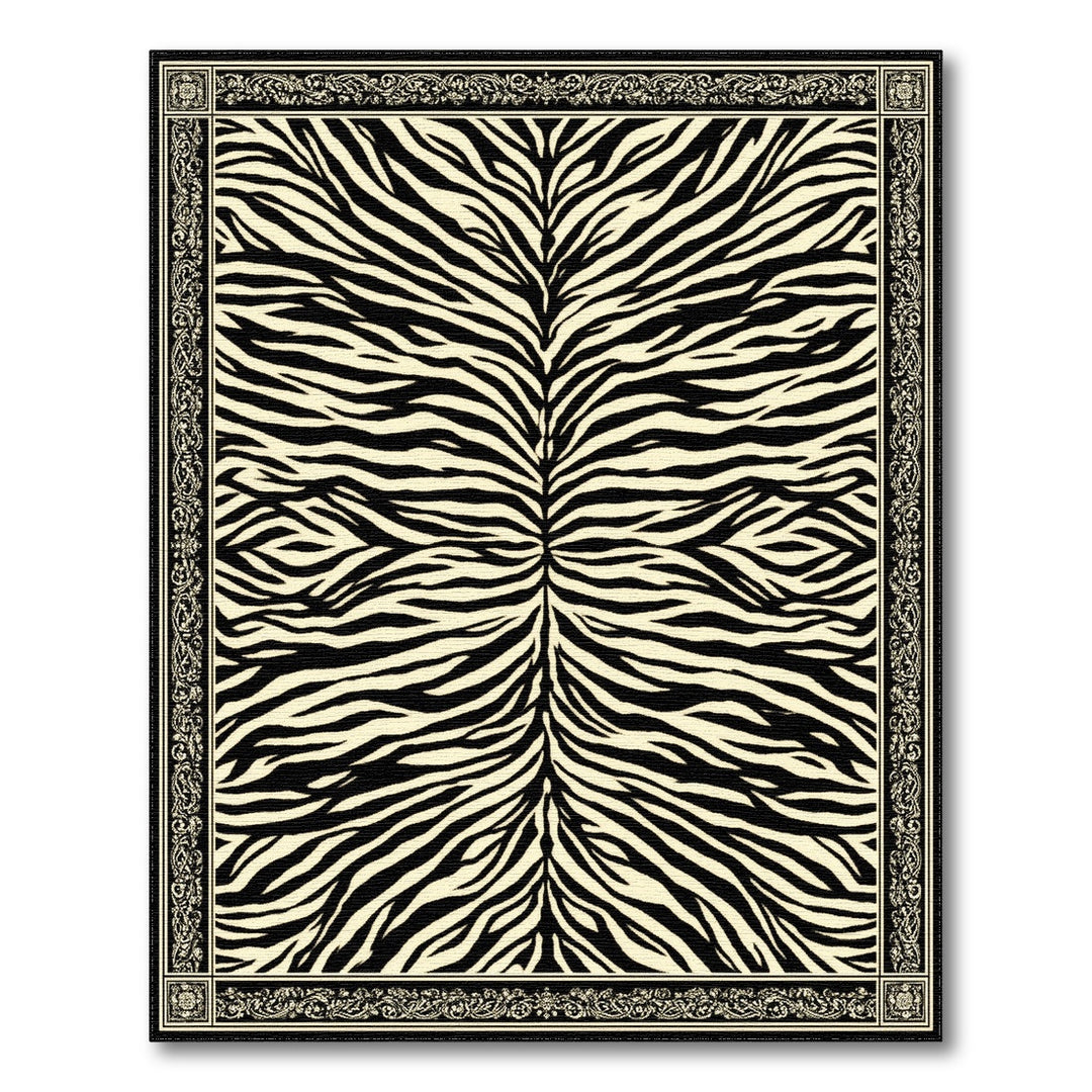 Black White Zebra Print Area Rug