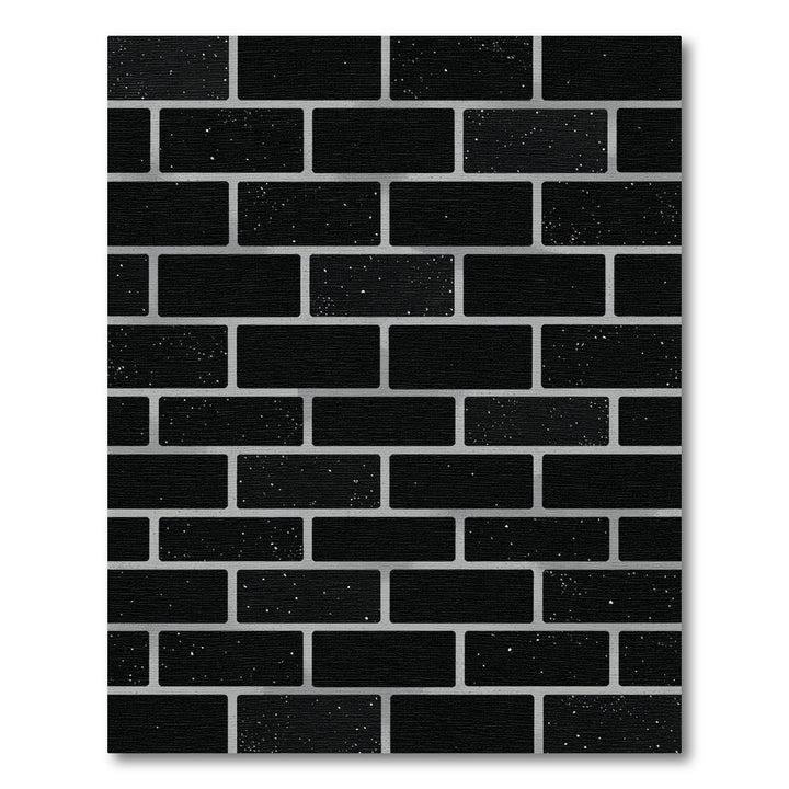 Modern Black Brick Effect Rug