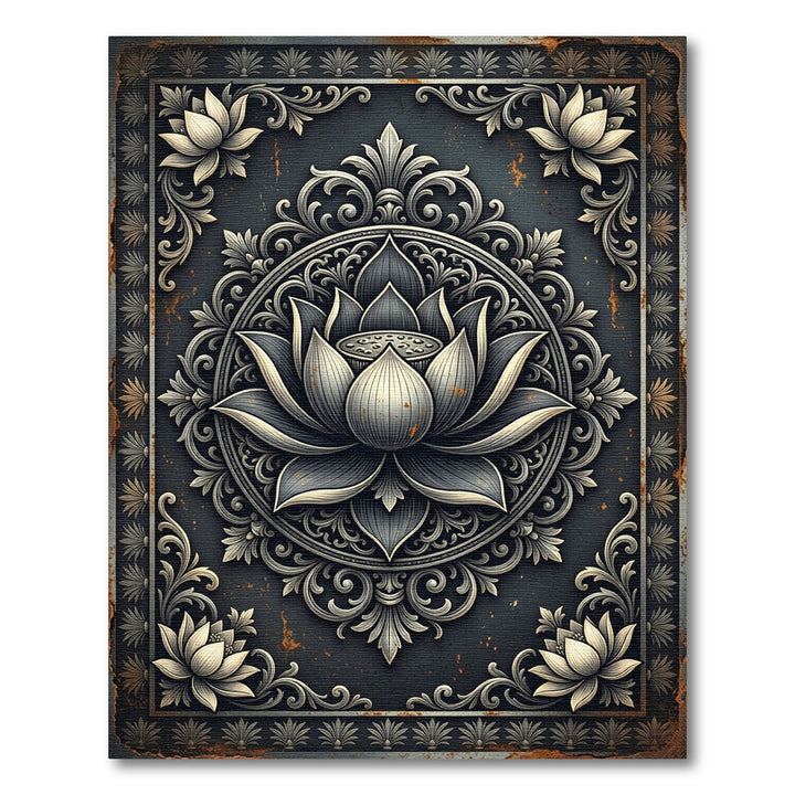 Ornate Lotus Flower Medallion Rug