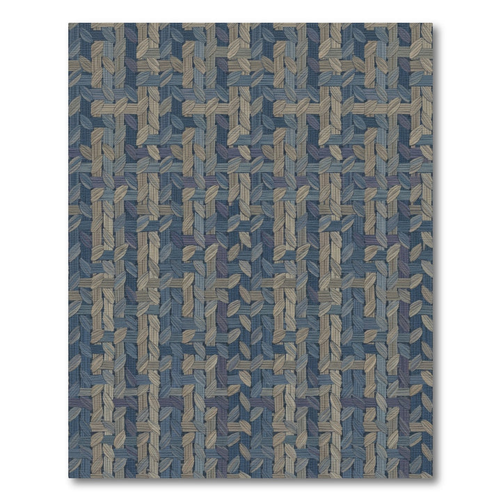 Blue Beige Woven Lattice Rug