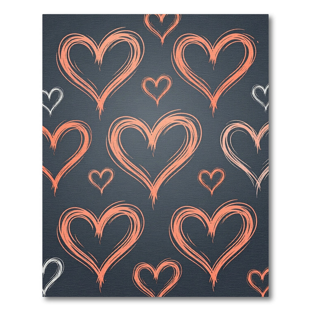 Coral Heart Scribble Love Rug
