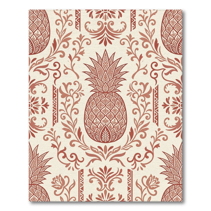 Rustic Red Pineapple Floral Scroll Rug