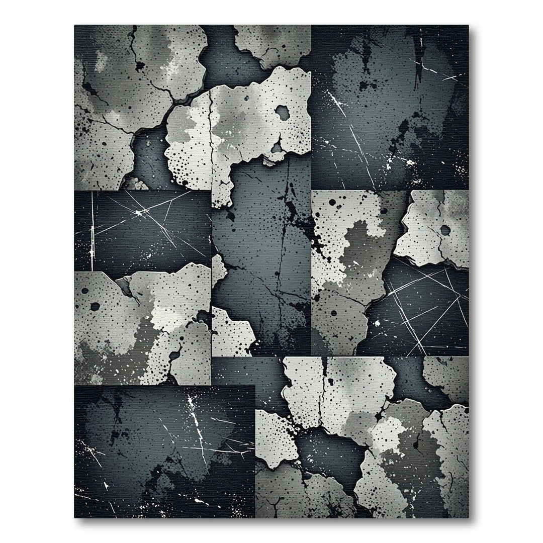 Gray Stone Grunge Abstract Collage Rug