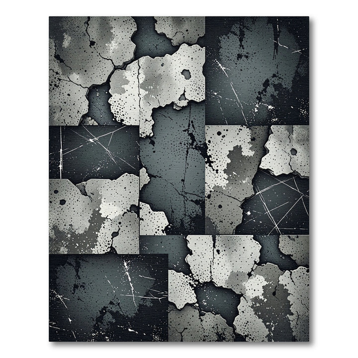 Gray Stone Grunge Abstract Collage Rug