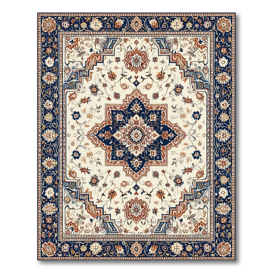 Navy Medallion Navy Blue Traditional Persian Medallion Rug