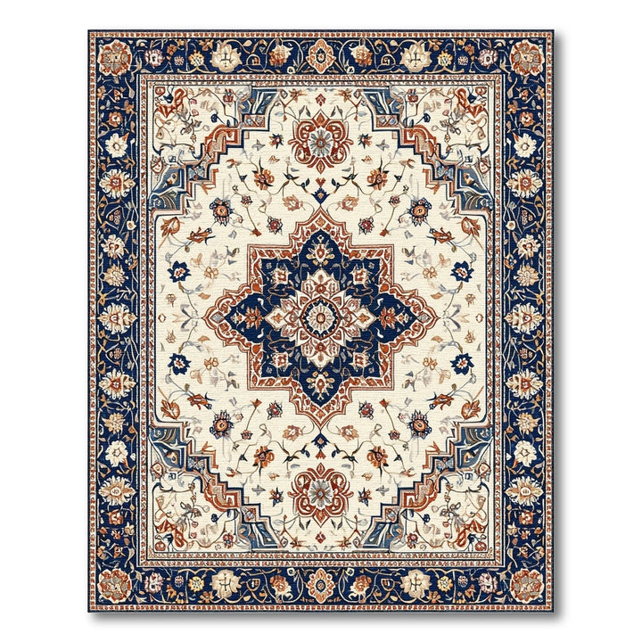 Navy Medallion Navy Blue Traditional Persian Medallion Rug
