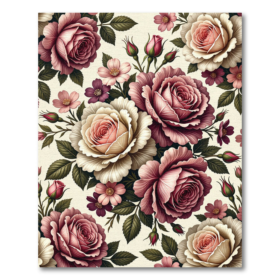 Vintage Rose Garden Floral Arrangement Rug