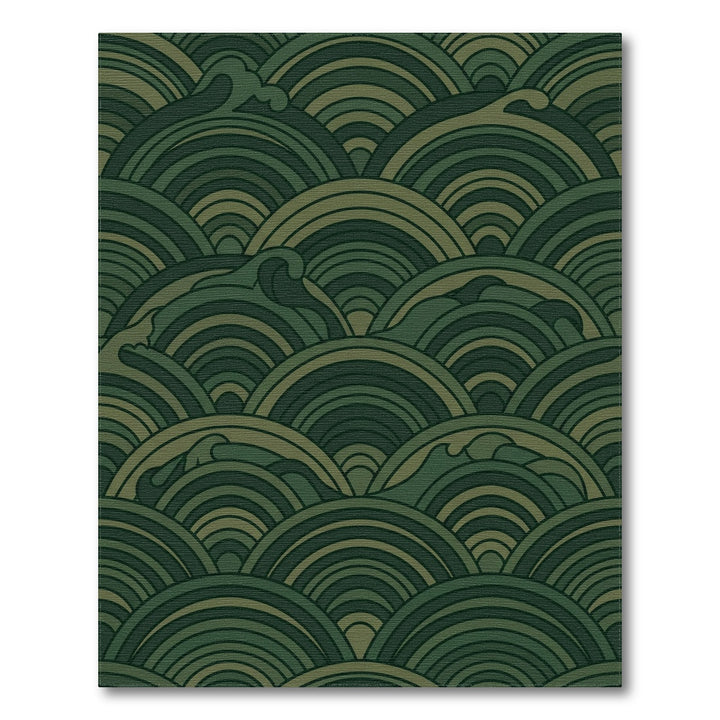 Deep Green Ocean Wave Layers Rug