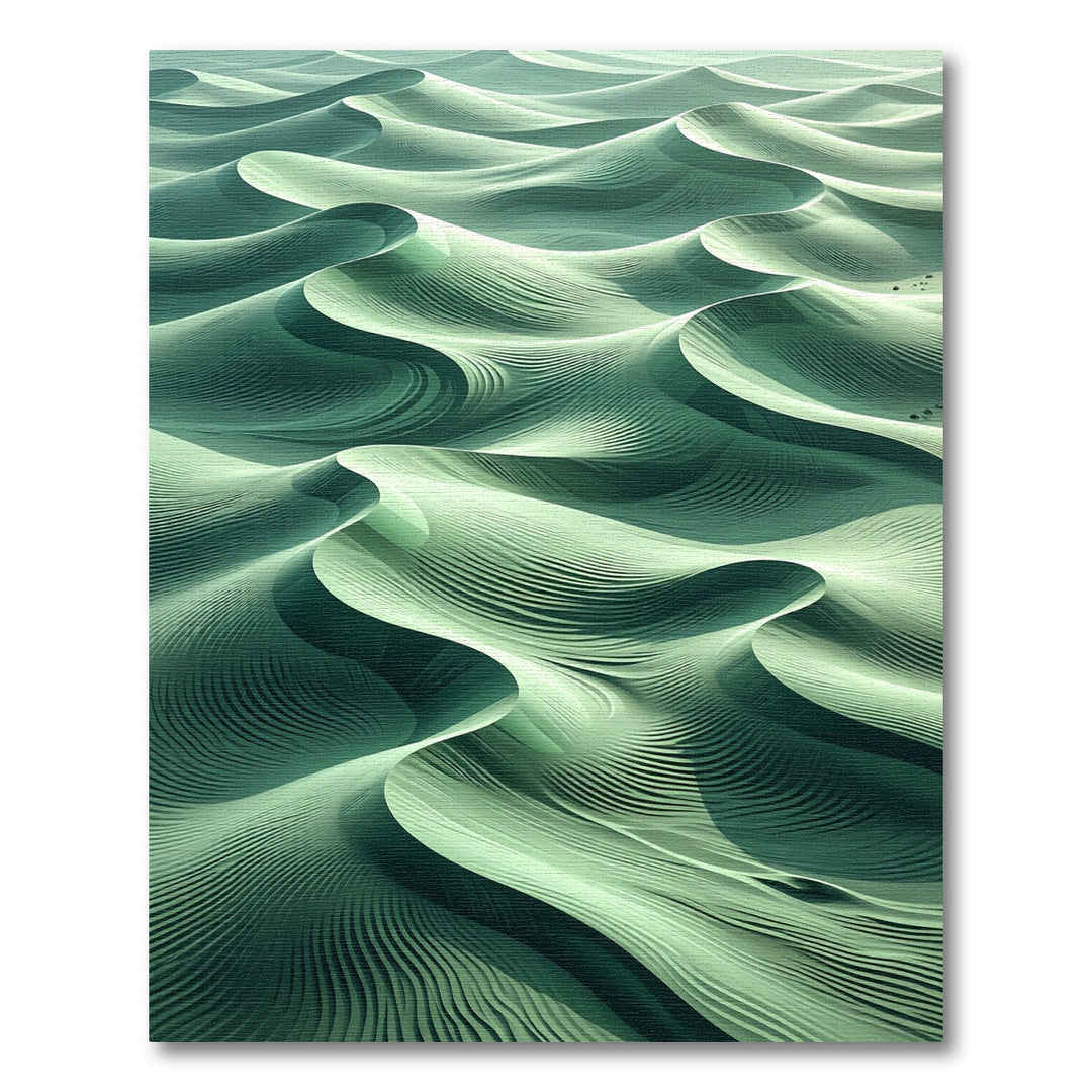 Earthy Green Swirling Dune Abstract Rug
