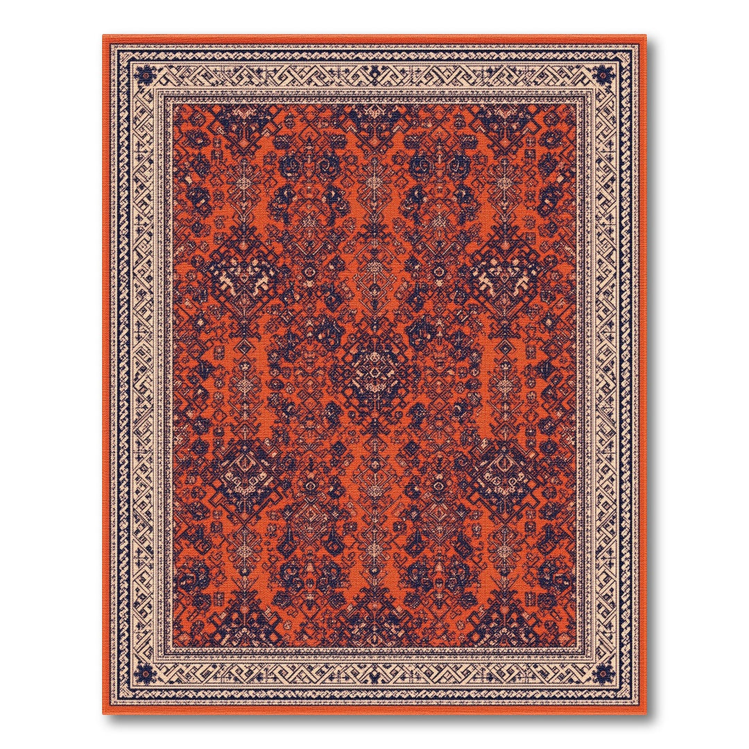 Orange Navy Persian Area Rug