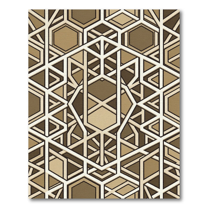Gold Hexagonal Geometric Art Deco Rug
