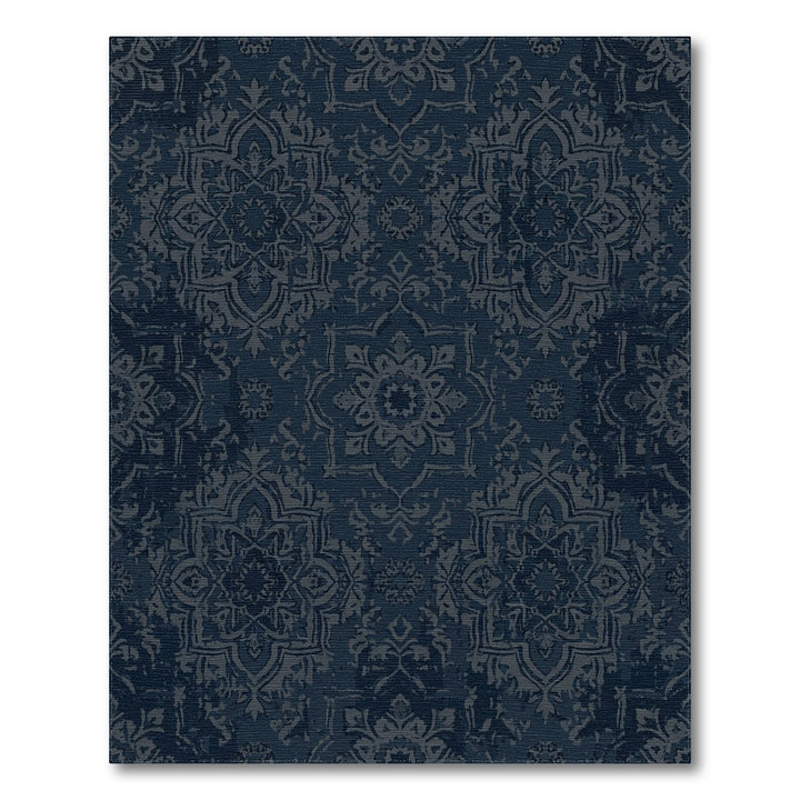 Distressed Midnight Blue Medallion Rug