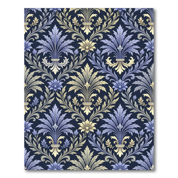 Vintage Blue Yellow Acanthus Scroll Rug