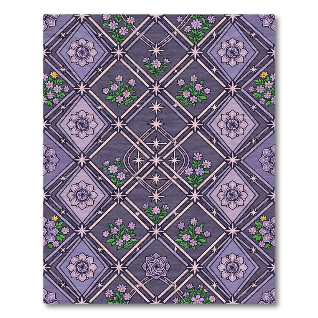 Elegant Purple Floral Diamond Harmony Rug