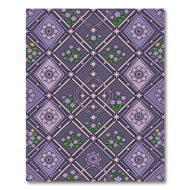 Elegant Purple Floral Diamond Harmony Rug