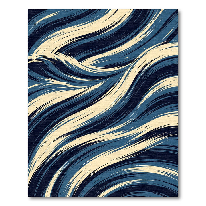 Navy Ivory Swirling Brushstroke Rug