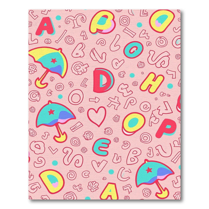 Playful Alphabet Hearts Umbrellas Rug