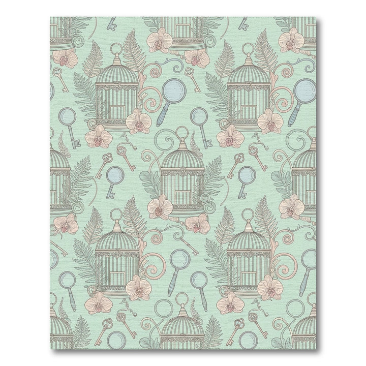 Pastel Birdcage Orchid Keys Magnifying Glass Rug