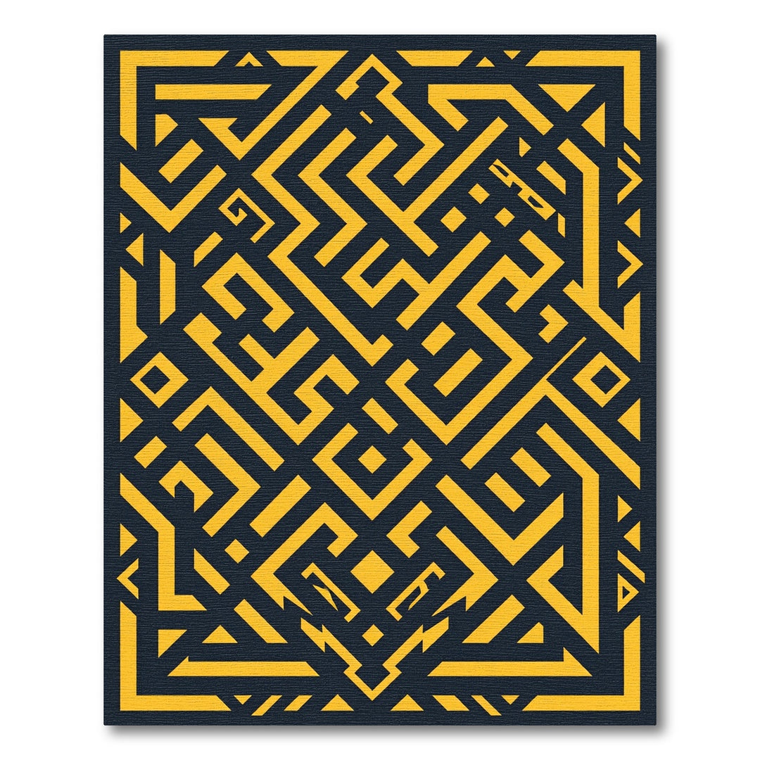 Geometric Maze Black Gold Rug
