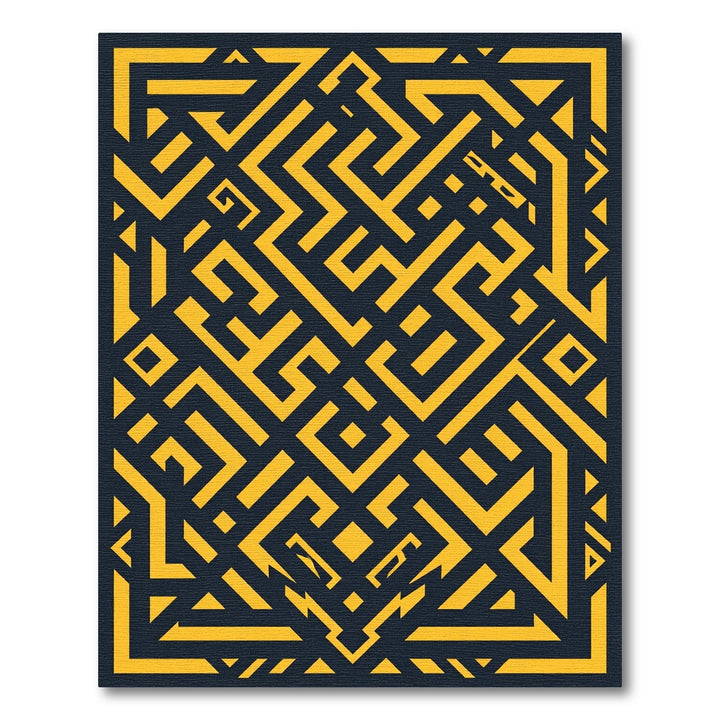 Geometric Maze Black Gold Rug
