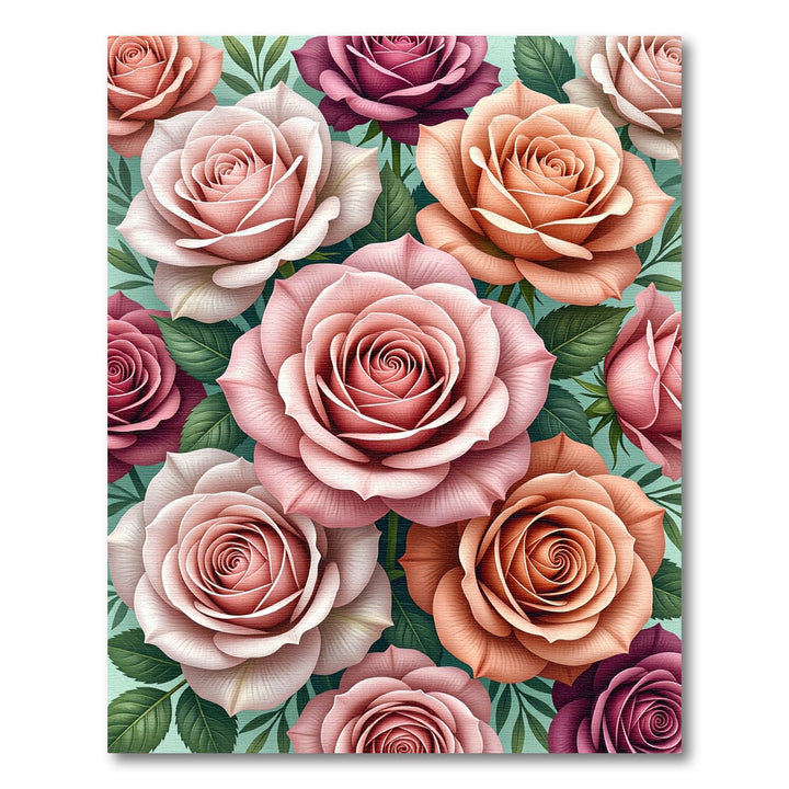 Romantic Pink Peach Rose Garden Rug