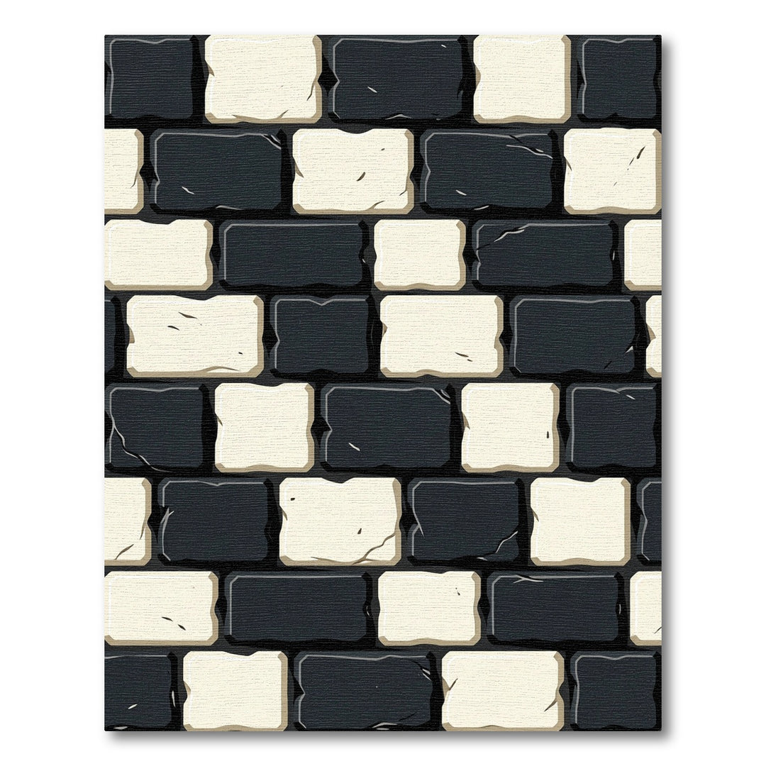 Black White Checkerboard Stone Texture Rug