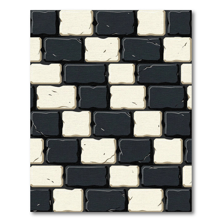 Black White Checkerboard Stone Texture Rug