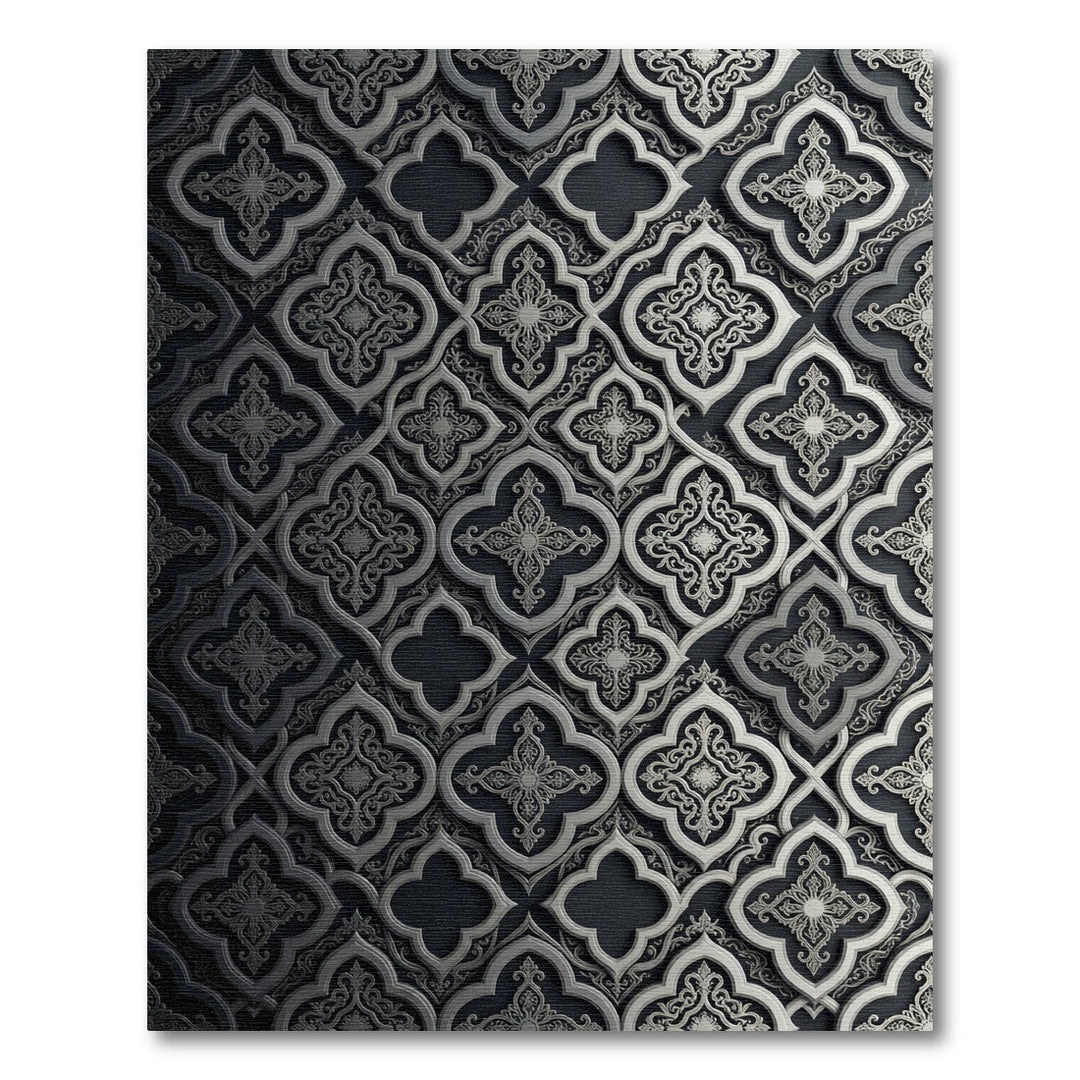 Elegant Quatrefoil Arabesque Relief Rug