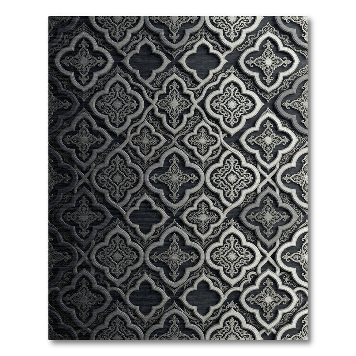 Elegant Quatrefoil Arabesque Relief Rug