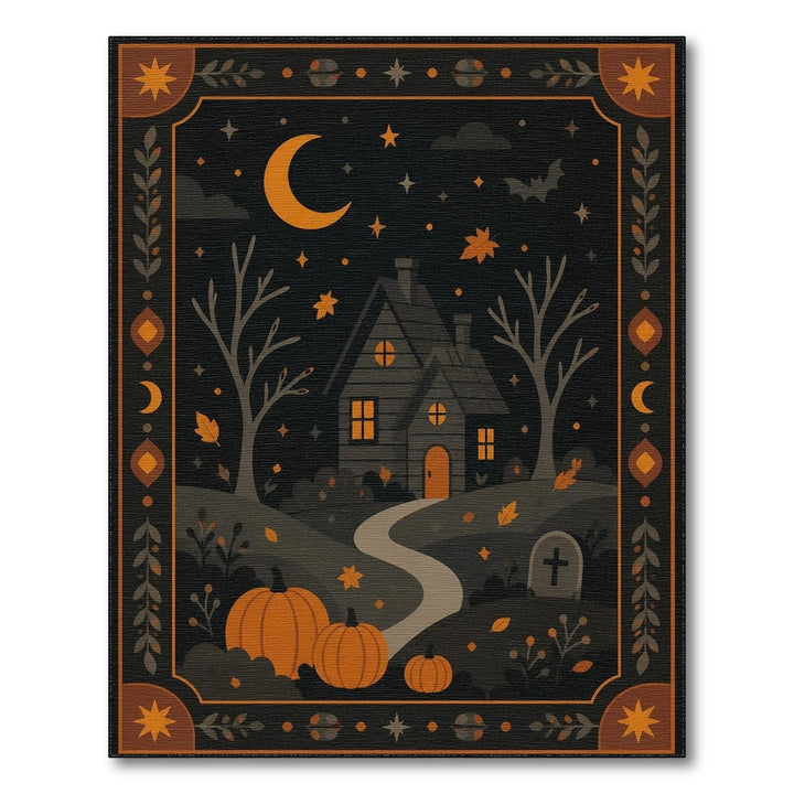 Haunted House Pumpkin Halloween Area Rug