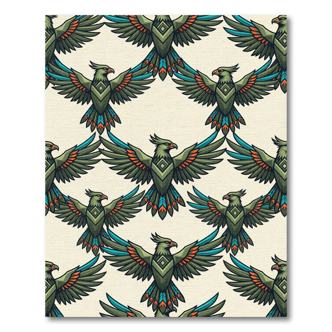 Green Tribal Eagle Winged Deco Rug