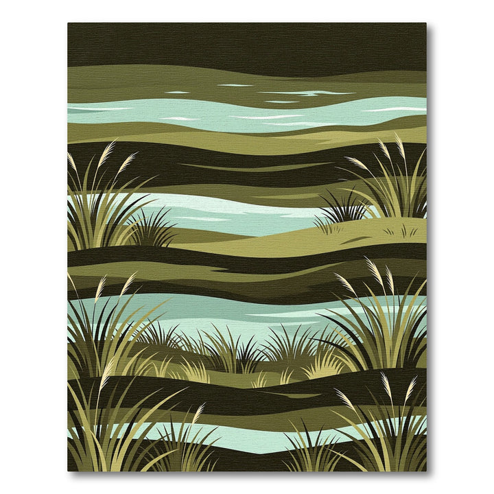 Abstract Wavy Reed Landscape Rug
