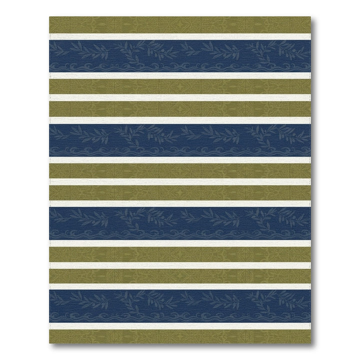 Navy Olive Branch Coastal Stripe Rug