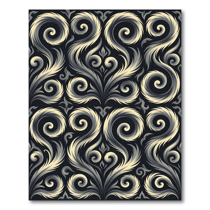 Elegant Black Swirl Floral Rug