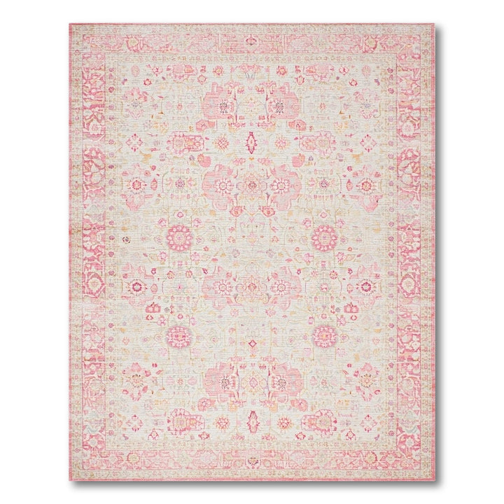 Blush Pink Floral Vintage Area Rug