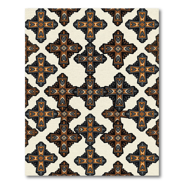 Bold Cross Orange Gray Textile Rug