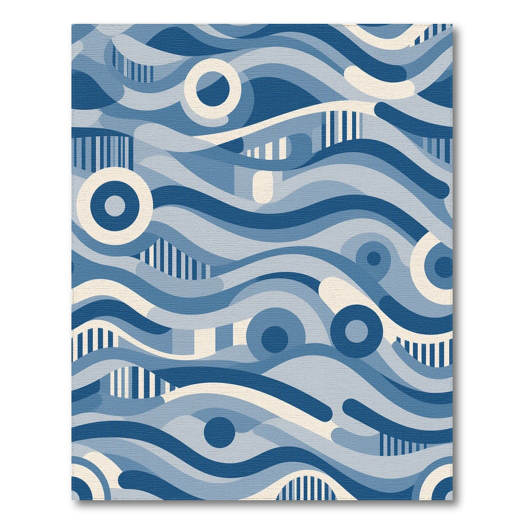 Blue and Teal Wave Blue Abstract Wave Area Rug