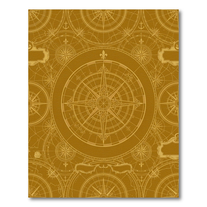 Golden Vintage Compass Map Rug