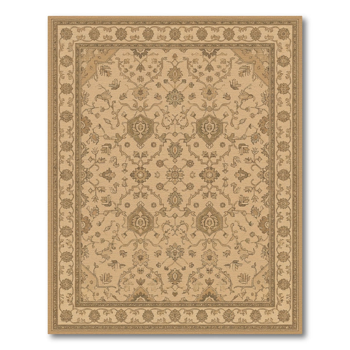 Classic Golden Floral Medallion Border Rug