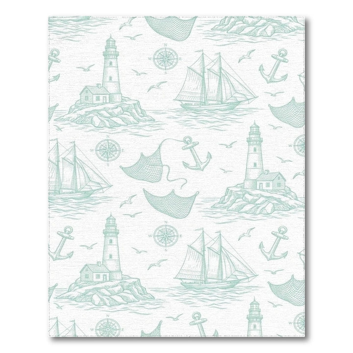 Nautical Lighthouse Sailboat Anchor Medallion Rug