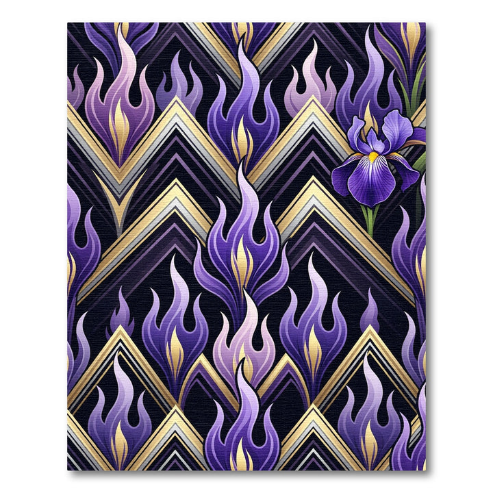 Purple Flame Iris Geometric Rug