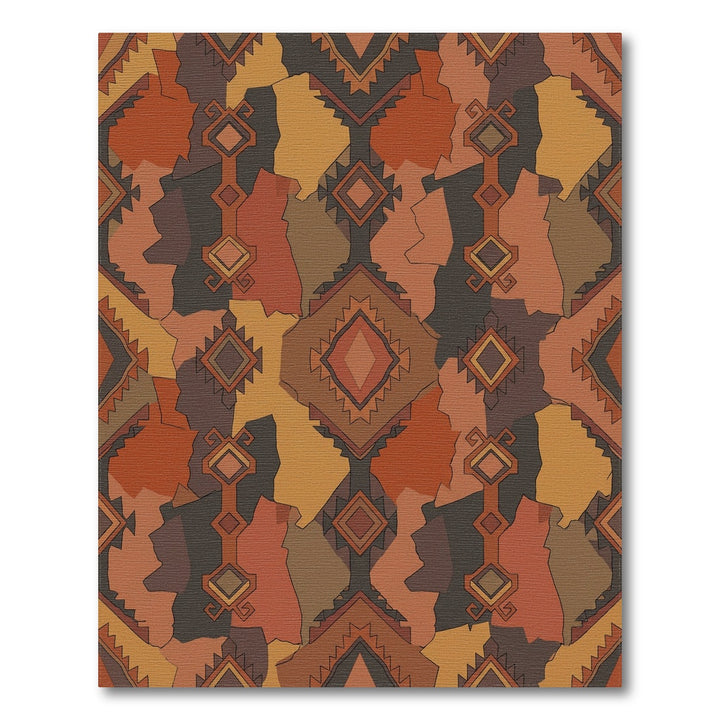 Earthy Tones Geometric Diamond Medallion Rug