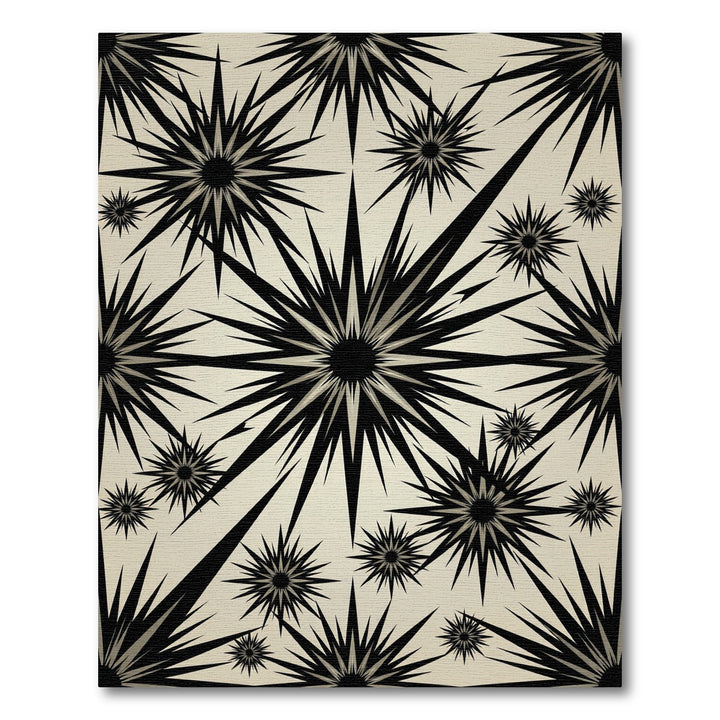 Sharp Starbursts Beige And Black Rug