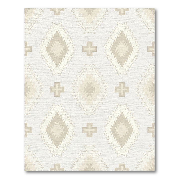 Cream Geometric Diamond and Cross Rug