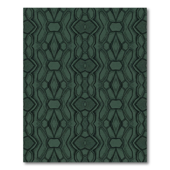 Dark Teal Abstract Geometric Reptile Skin Rug