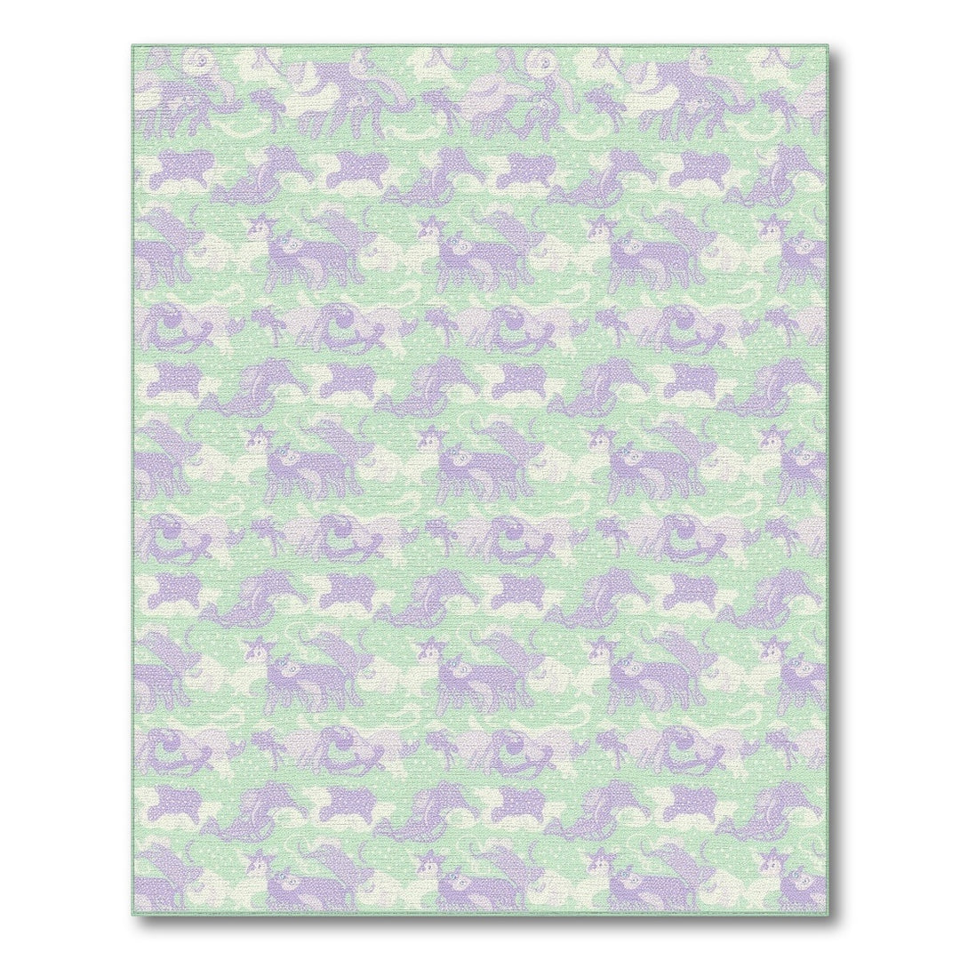 Purple Cartoon Animals Kids Area Rug