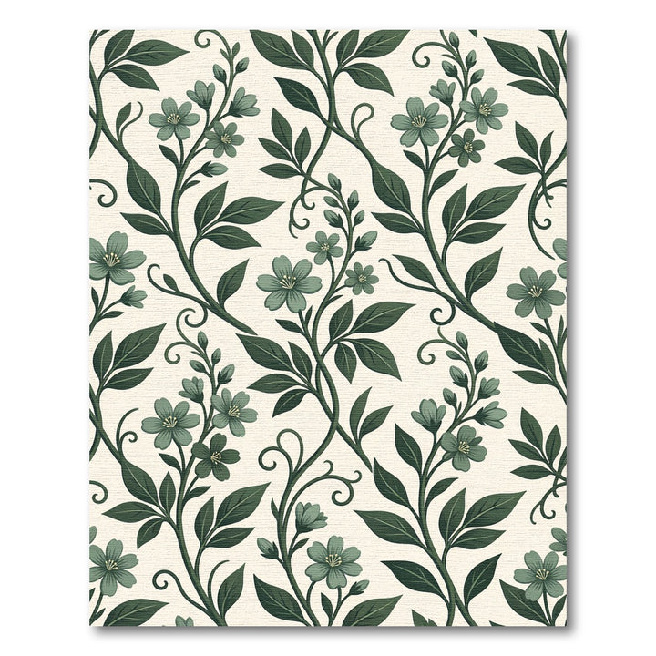 Sage Green Floral Vine Botanical Rug