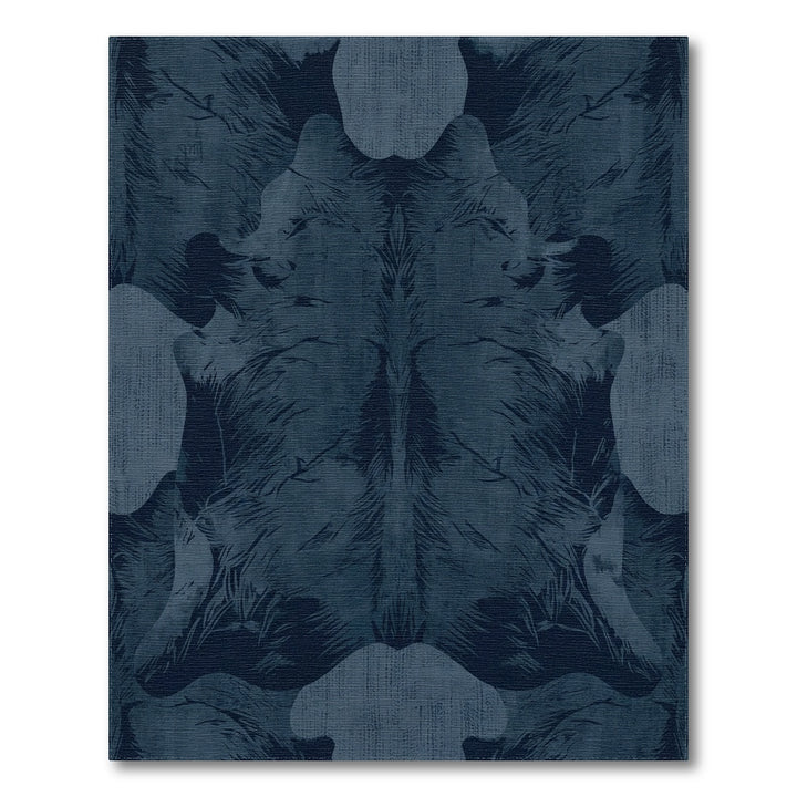 Midnight Blue Feathered Abstract Rug
