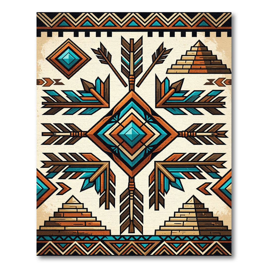 Navajo Inspired Teal Arrow Diamond Rug