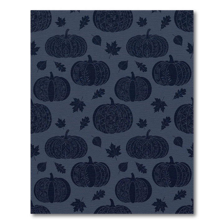 Midnight Blue Pumpkin Autumn Leaves Rug